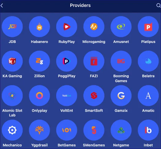 DK88 Bet game studios screen: Hacksaw, Skywind, Amigo, Fugaso, Playtech and 3 Oaks among the circular logos